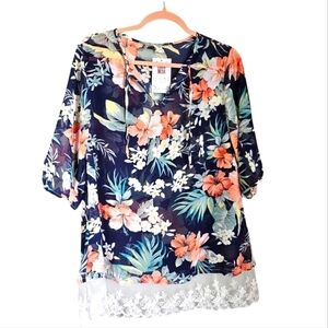 Floral NWT chiffon sheer cover up womens size s / m new
